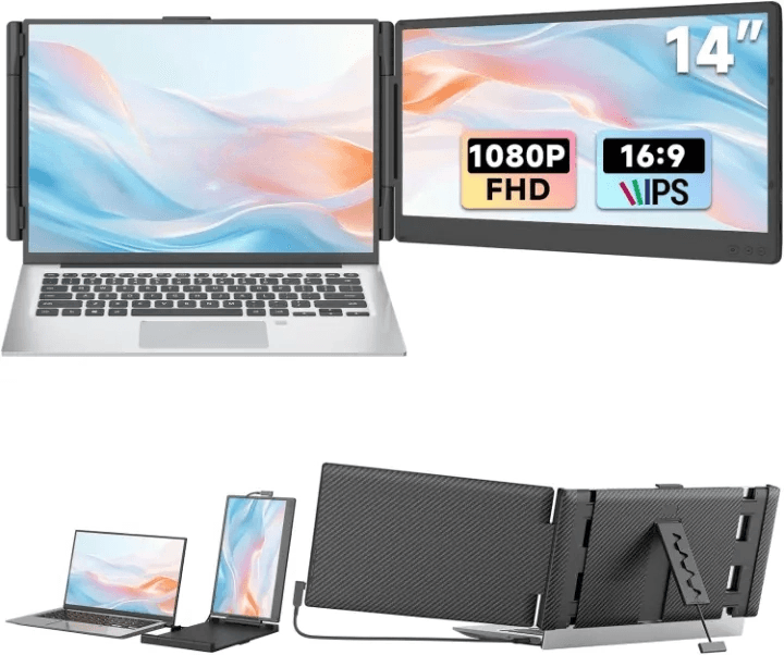 14-calowy przedłużacz ekranu laptopa Potrójny przedłużacz ekranu laptopa 1200P FHD Obrotowy ekran 360° Przenośny monitor