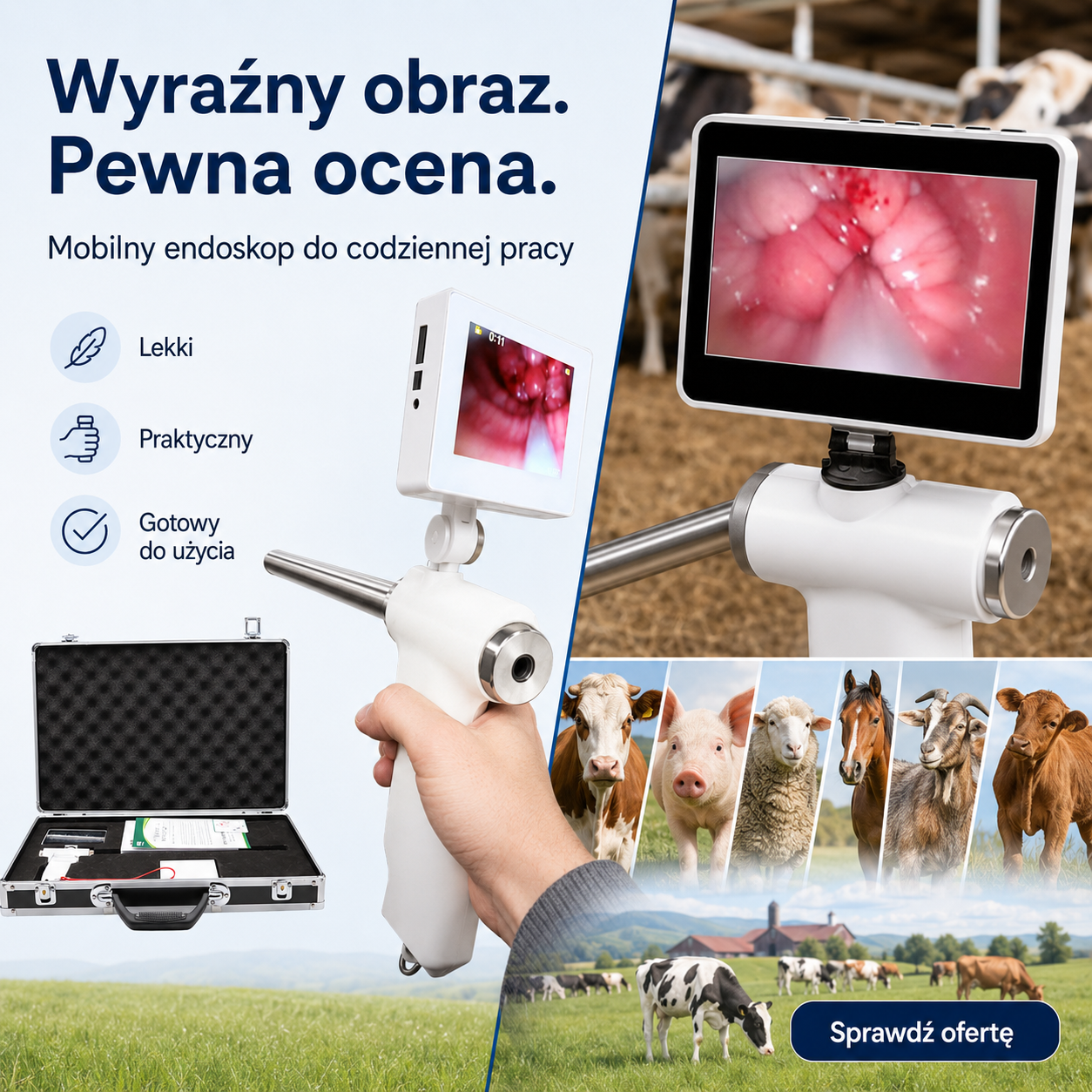 Zestaw do sztucznej inseminacji zwierząt gospodarskich z podglądem na ekranie (wyprzedaż｜COD – płatność przy odbiorze)